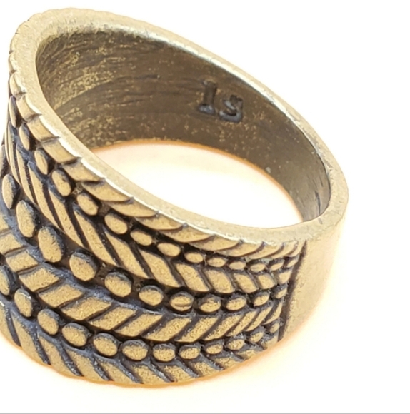 Bronze Tone Thick Wheat Print Band Ring - Picture 3 of 6